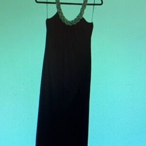 Spense Black Maxi Dress with Braided Neckline
